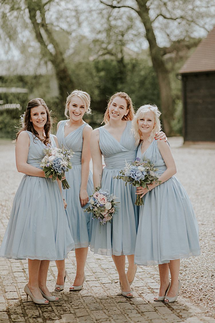 Short Bridesmaid Dresses Pretty Pale Blue Gold Fairy Lit Barn Wedding http://lolarosephotography.com/ 