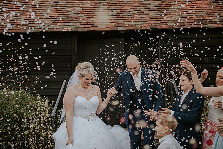 Confetti Throw Bride Groom Pretty Pale Blue Gold Fairy Lit Barn Wedding http://lolarosephotography.com/