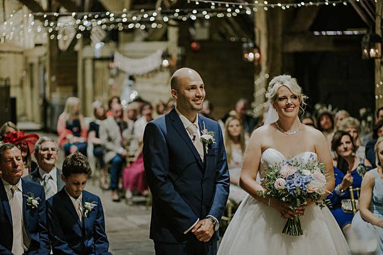 Pretty Pale Blue Gold Fairy Lit Barn Wedding http://lolarosephotography.com/
