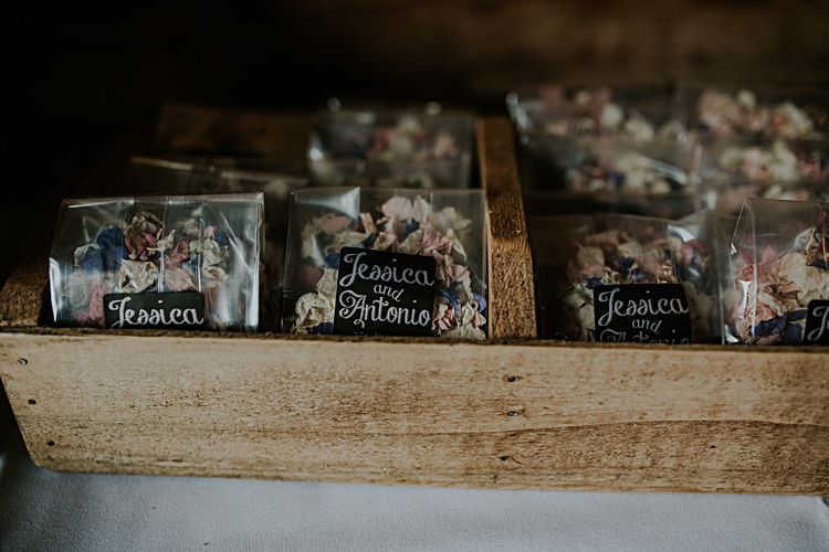 Petal Confetti Pretty Pale Blue Gold Fairy Lit Barn Wedding http://lolarosephotography.com/