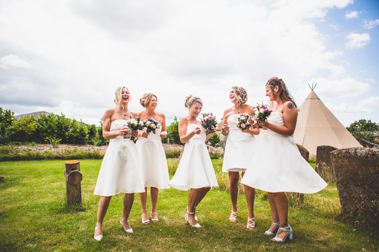 Short White Bridesmaid Dresses Rustic Tipi Farm Wedding http://aniaames.co.uk/