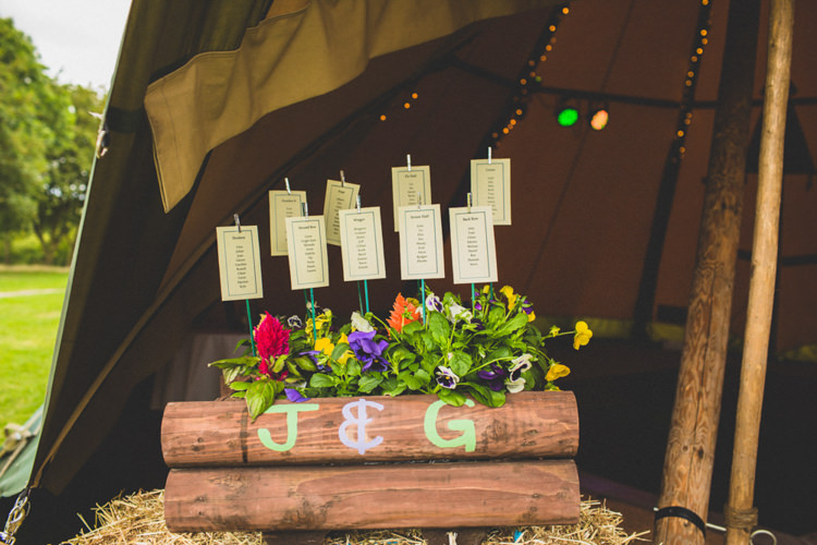 Crate Flowers Table Seating Plan Chart Rustic Tipi Farm Wedding http://aniaames.co.uk/
