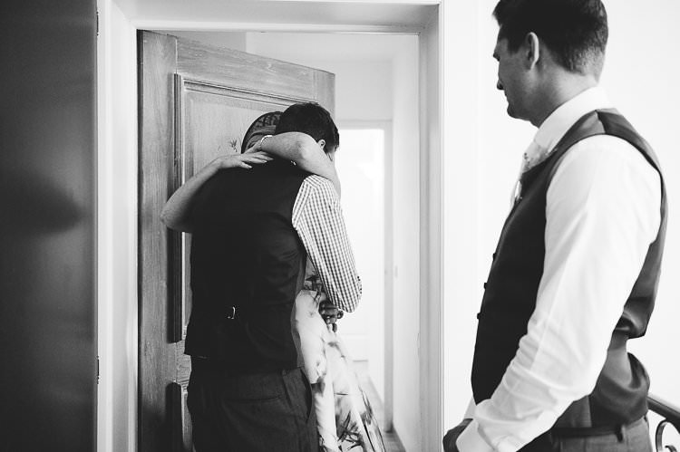 Bride Groom Checked Shirt Vest Hug St Tropez Destination Wedding http://www.gemmamcauleyphotography.com/