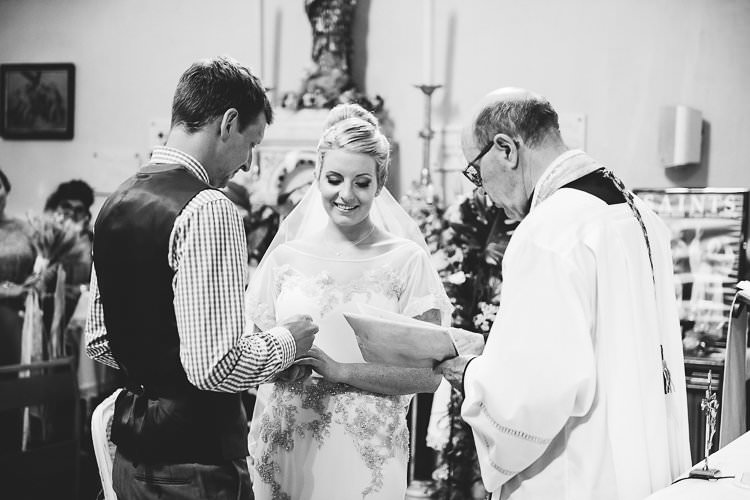 Church Ceremony Groom Blue Next Checked Shirt Vest Pants Bride Beaded Sleeved Enzoani Bridal Gown Veil St Tropez Destination Wedding http://www.gemmamcauleyphotography.com/