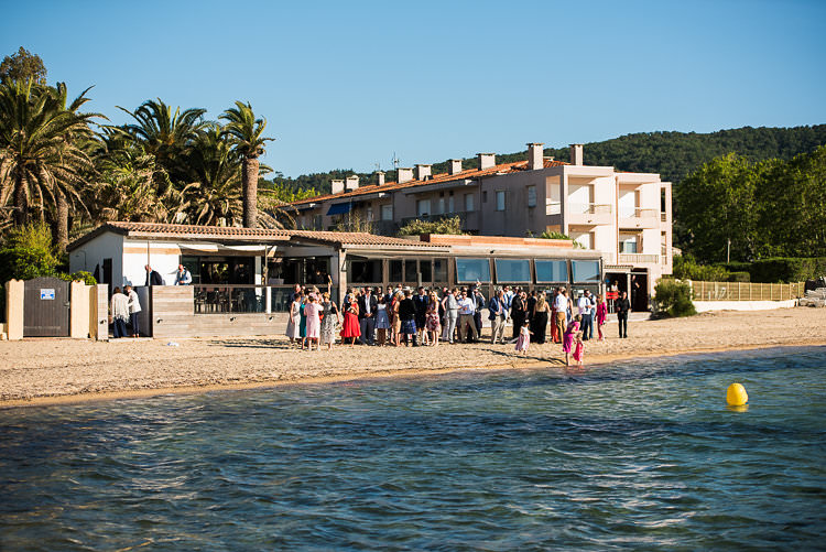 Reception Venue Beach Guests Sand Sun Palm Trees St Tropez Destination Wedding http://www.gemmamcauleyphotography.com/