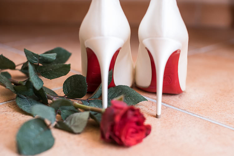 Bride Shoes Christian Louboutin Heels Bridal Accessories Red Rose St Tropez Destination Wedding http://www.gemmamcauleyphotography.com/
