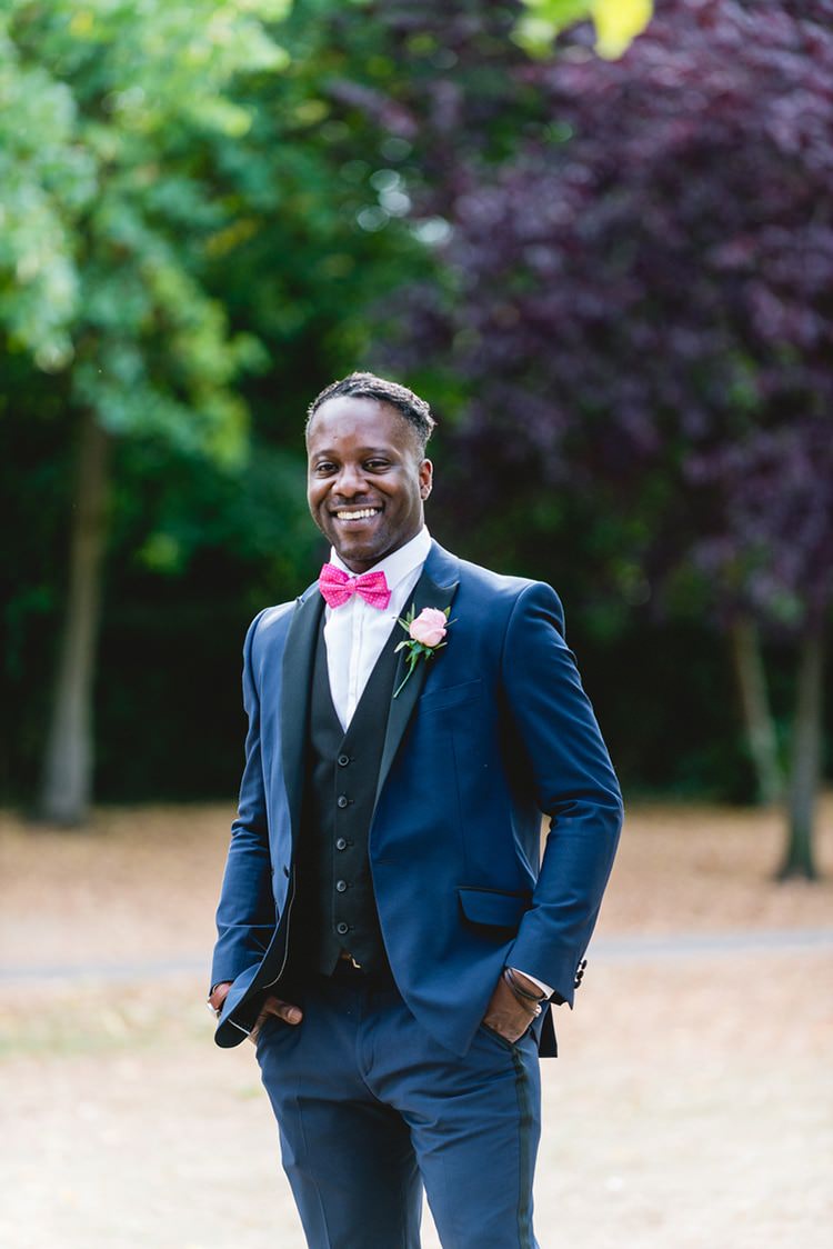 Navy Suit Groom Pink Bow Tie Sweet Pastel Afternoon Tea Wedding http://slepokur.photoshelter.com/