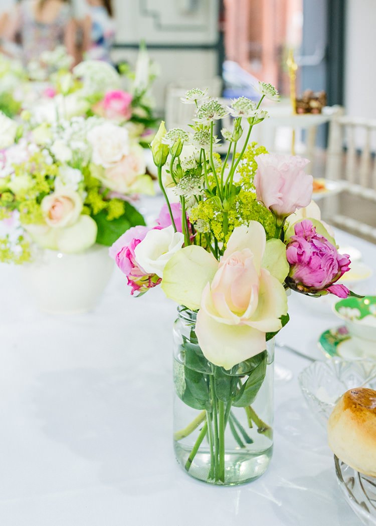 Jar Flowers Pink Roses Sweet Pastel Afternoon Tea Wedding http://slepokur.photoshelter.com/