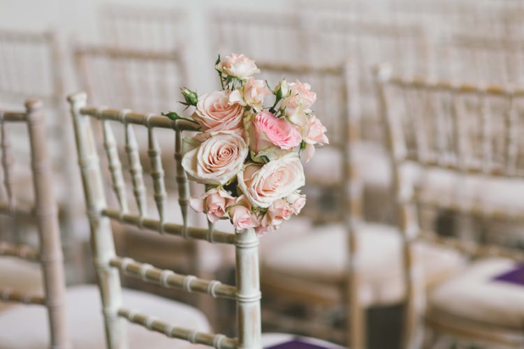 Rose Pew End Chairs Aisle Flowers Indian Glamour English Countryside Chic Wedding http://www.jayrowden.com/