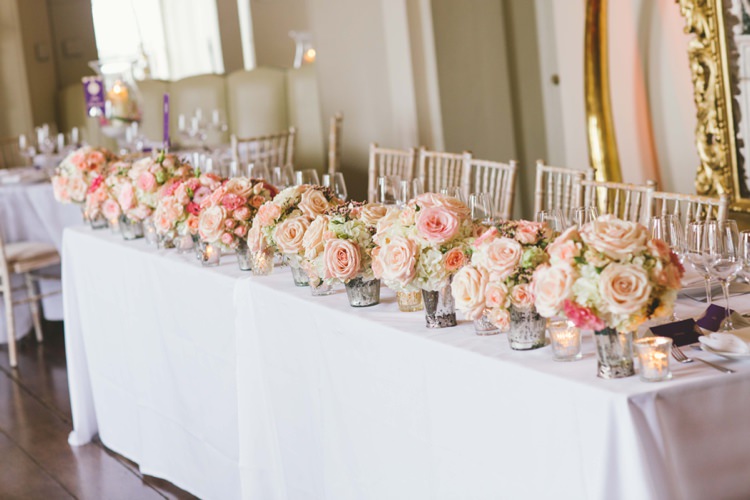 Table Flowers Roses Pink Cream Candles Decor Indian Glamour English Countryside Chic Wedding http://www.jayrowden.com/