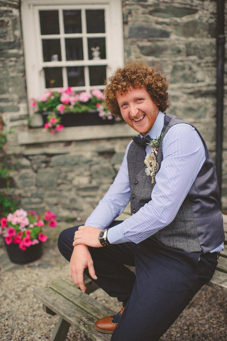 Check Waistcoat Bow Tie Groom Chinos Quirky DIY Mill Wedding http://www.deniseleacockphotography.com/