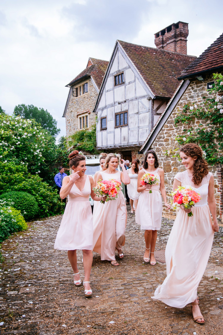 Mismatched Pink Bridesmaid Dresses Peaches Mint Stylish Floral Wedding http://www.sarahleggephotography.co.uk/