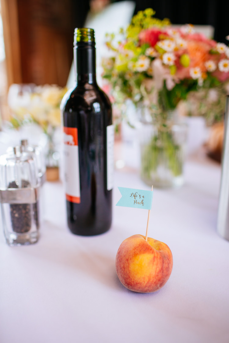 Lifes a Peach Flag Decor Peaches Mint Stylish Floral Wedding http://www.sarahleggephotography.co.uk/