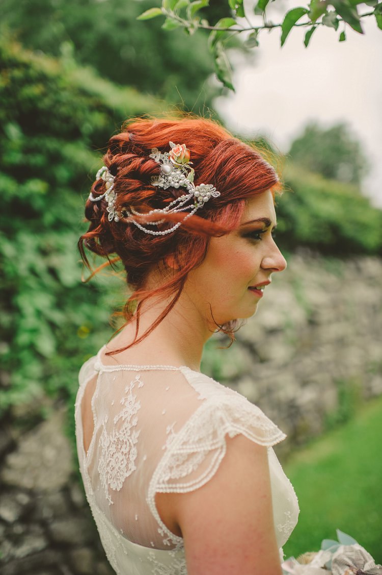 Bride Bridal Hair Style Up Do Jewellery Quirky DIY Mill Wedding http://www.deniseleacockphotography.com/