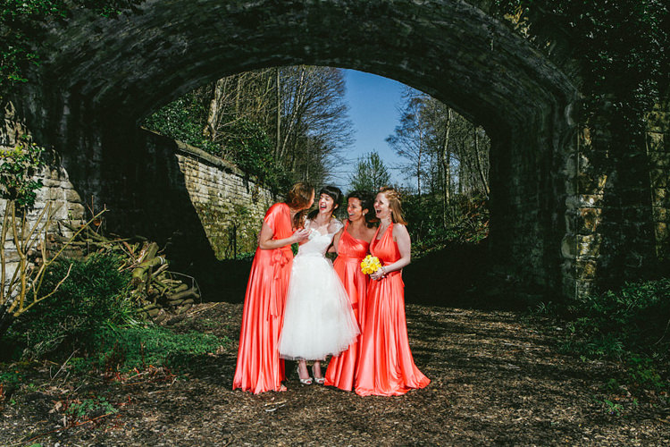 Coral Multiway Bridesmaid Dresses Creative Travel Village Hall Wedding