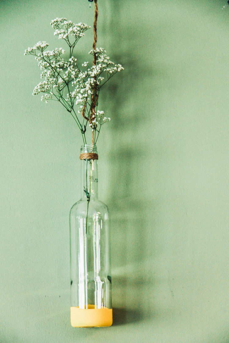 Haning Dip Painted Bottle Flowers Creative Travel Village Hall Wedding