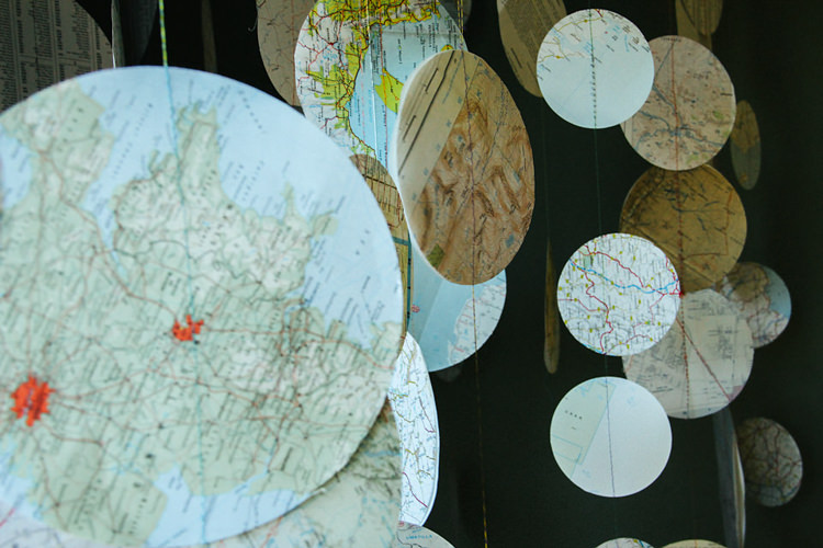 Map Circle Hanging Garland Creative Travel Village Hall Wedding