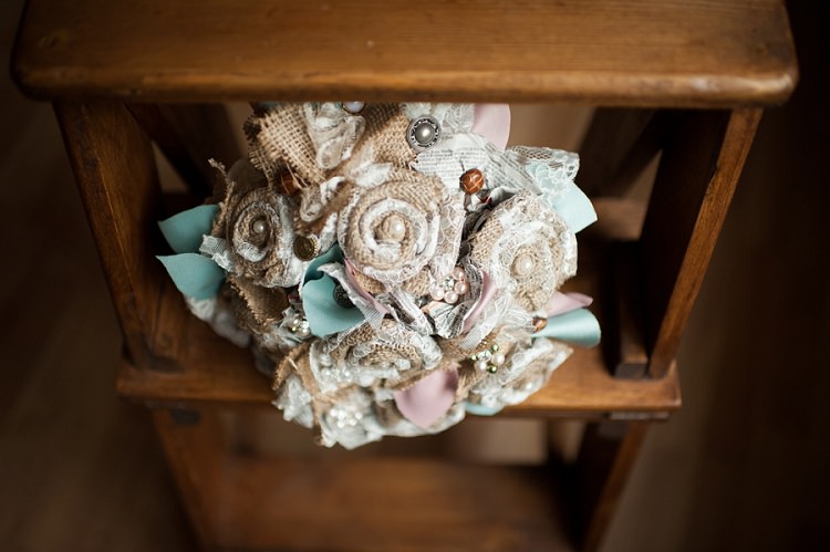 Fabric Hessian Burlap Bouquet Bride Bridal Quirky DIY Mill Wedding http://www.deniseleacockphotography.com/