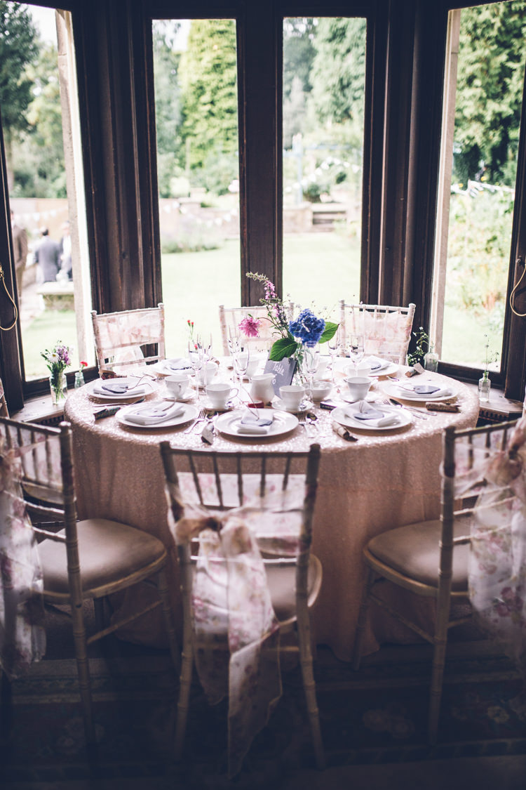 Pink Sequin Table Cloths Chair Bows Retro 1950s Vintage Wedding http://amyfaithphotography.com/