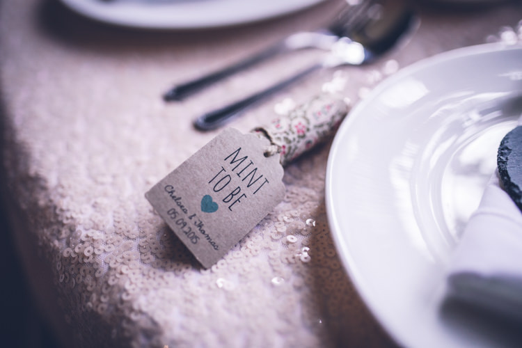 Luggage Tag Favours Sequins Pink Mint Retro 1950s Vintage Wedding http://amyfaithphotography.com/