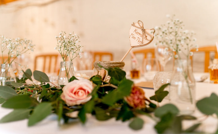 Jar Flowers Foliage Twine Swag Roses Natural Pretty Pale Pink Wedding http://www.lisacarpenterphotos.com/