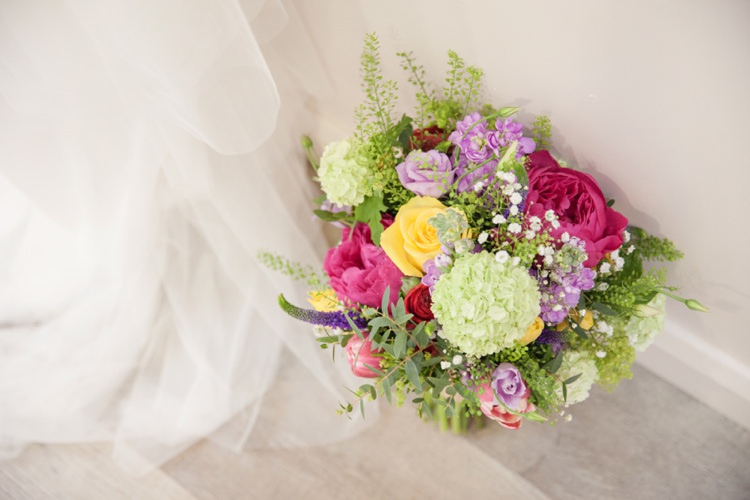 Bouquet Flowers Bride Bridal Colourful Tulip Peony Hydrangea Stocks Fresh Spring Country Wedding http://kerryannduffy.com/