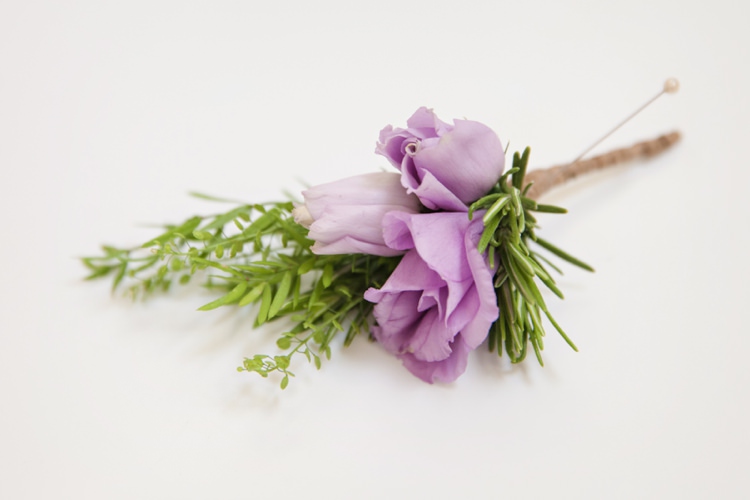 Purple Buttonhole Rosemary Groom Fresh Spring Country Wedding http://kerryannduffy.com/