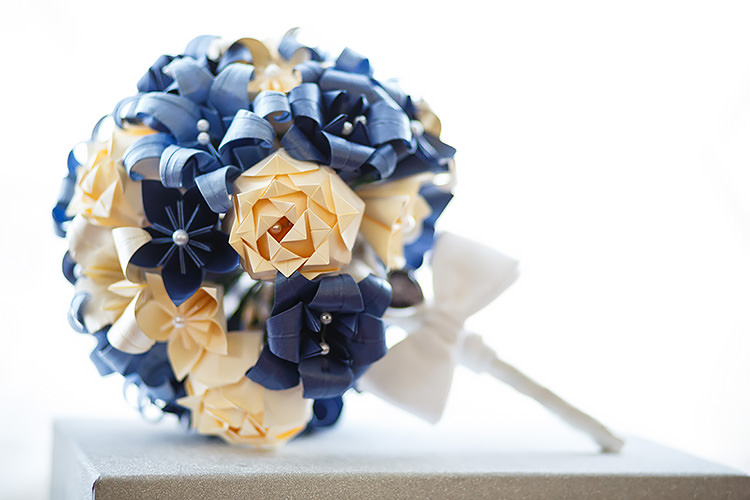 Paper Flower Bouquet Navy Vintage Doctor Who Wedding http://www.linaandtom.com/