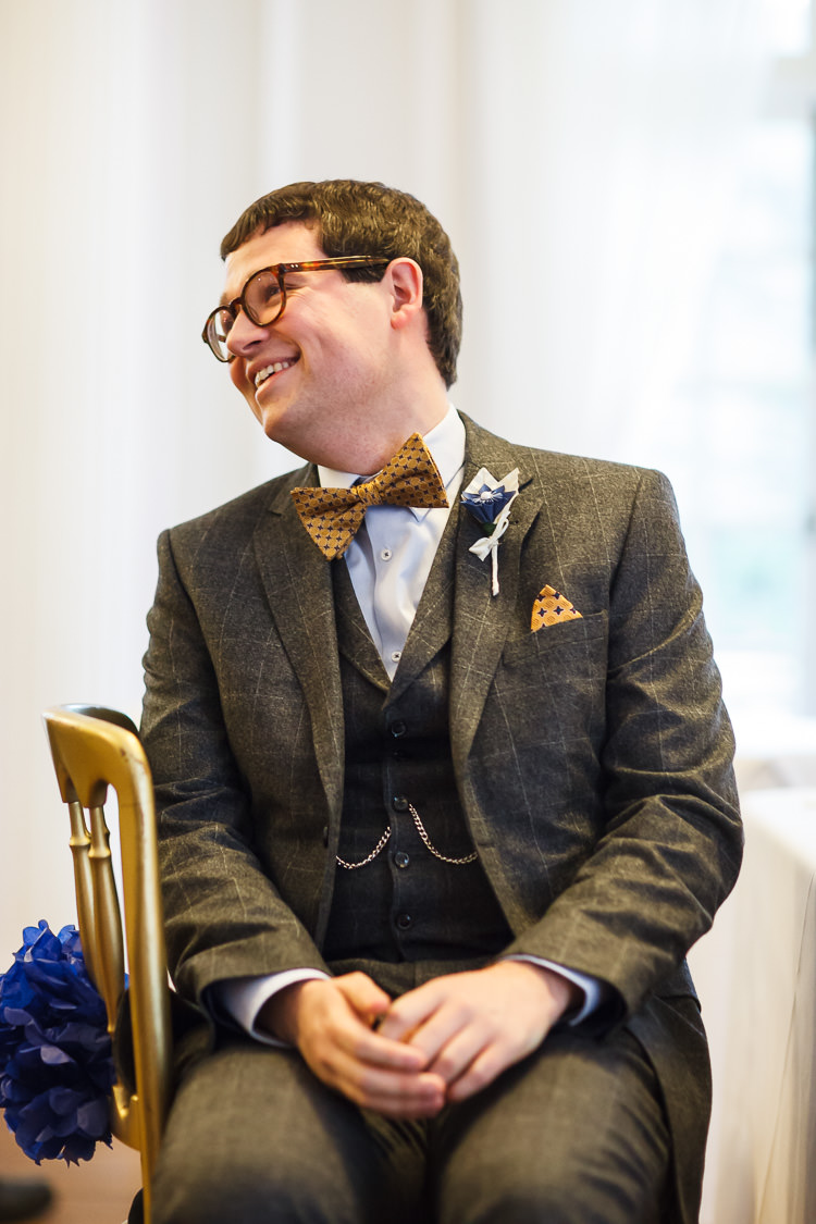 Check Suit Bow Tie Mustard Groom Vintage Doctor Who Wedding http://www.linaandtom.com/