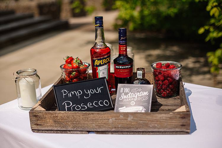 Pimp Your Prosecco Bar Station Drinks Delightful Secret Garden Wedding http://www.pauljosephphotography.co.uk/