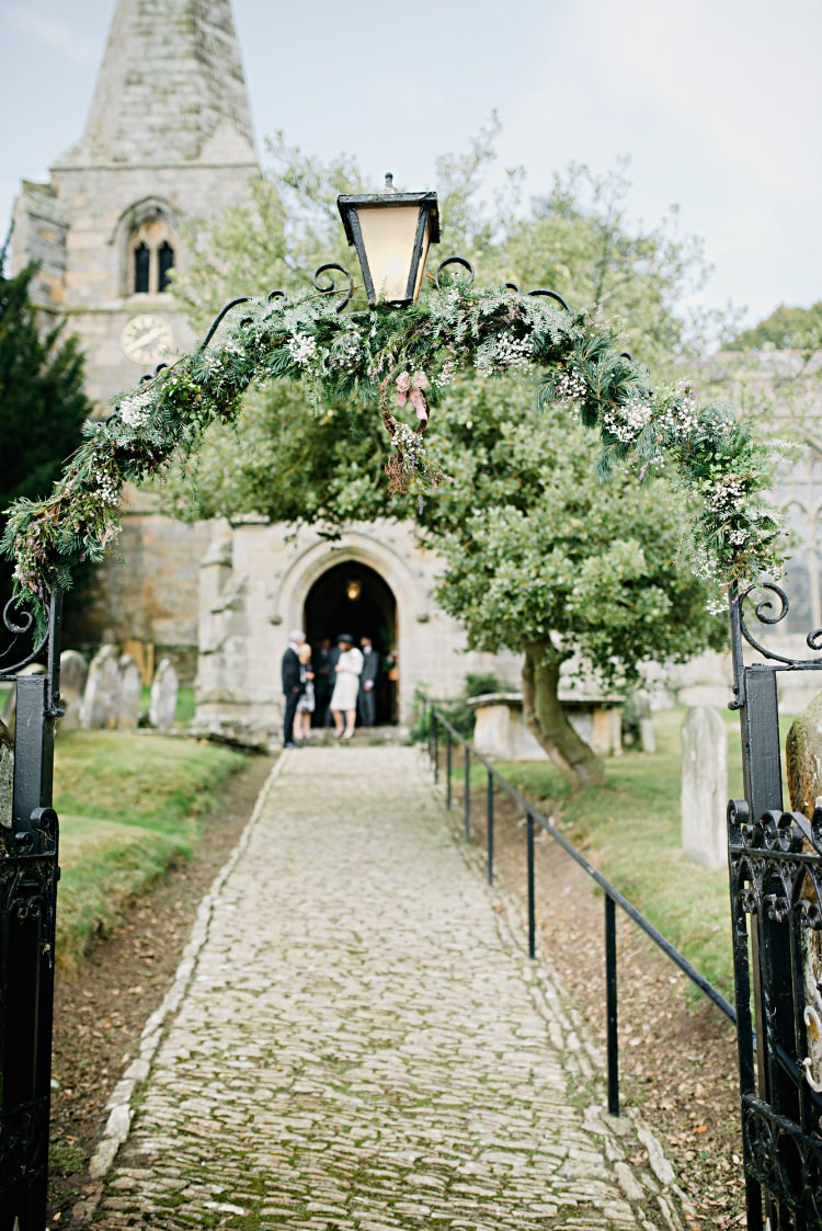 Church Floral Flower Foliage Arch Decor Beautiful Bicycle Country Marquee Wedding http://www.emmabphotography.com/