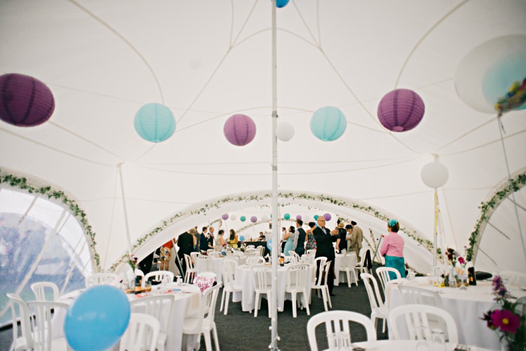 Purple Blue Lanterns Beautiful Bicycle Country Marquee Wedding http://www.emmabphotography.com/