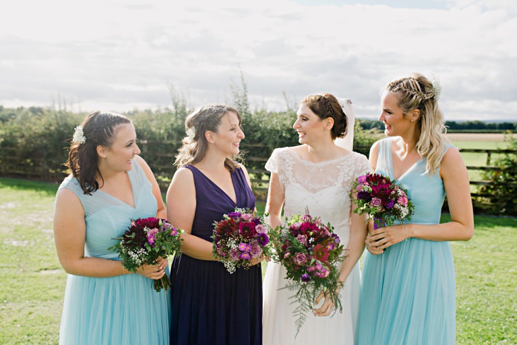 Long Kelsey Rose Bridesmaid Dresses Purple Blue Beautiful Bicycle Country Marquee Wedding http://www.emmabphotography.com/
