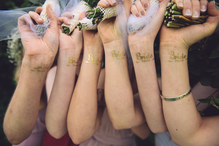 Bride Tribe Tattoos Bridesmaids Outdoor Countryside Fair Wedding http://www.jennawoodward.com/
