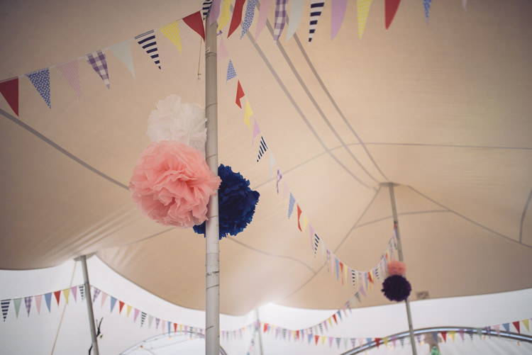 Marquee Pom Poms Bunting Outdoor Countryside Fair Wedding http://www.jennawoodward.com/