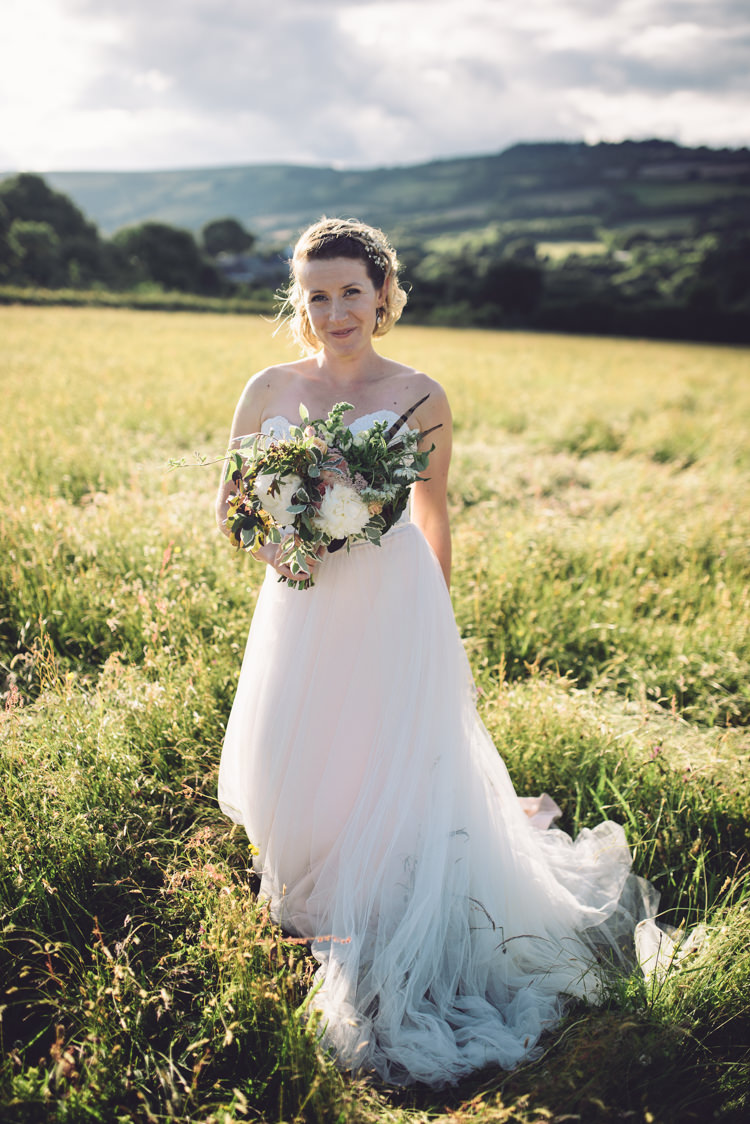 Blush Pink Tulle Strapless Dress Gown Bride Bridal Outdoor Countryside Fair Wedding http://www.jennawoodward.com/