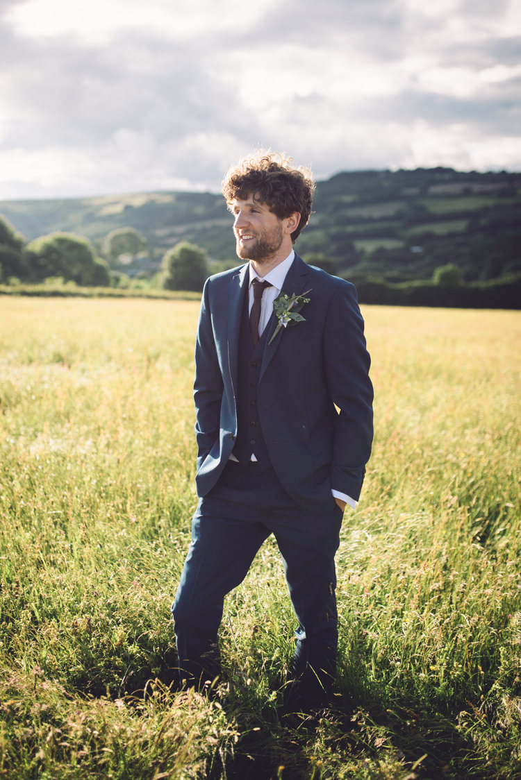 Navy Suit Red Tie Groom Outdoor Countryside Fair Wedding http://www.jennawoodward.com/