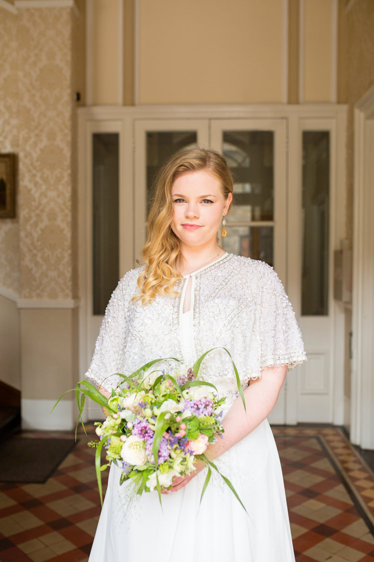 Beaded Cape Bride Bridal Dress Gown Accessory DIY Steam Railway Village Hall Wedding http://www.charlotterazzellphotography.com/