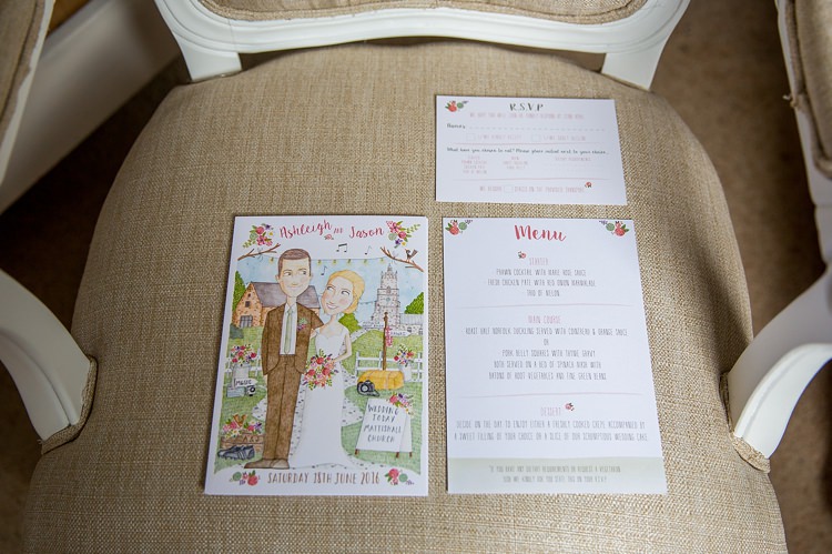 Illustrated Custom Stationery Bride Groom Invitaition Pretty Relaxed Countryside Wedding http://katherineashdown.co.uk/