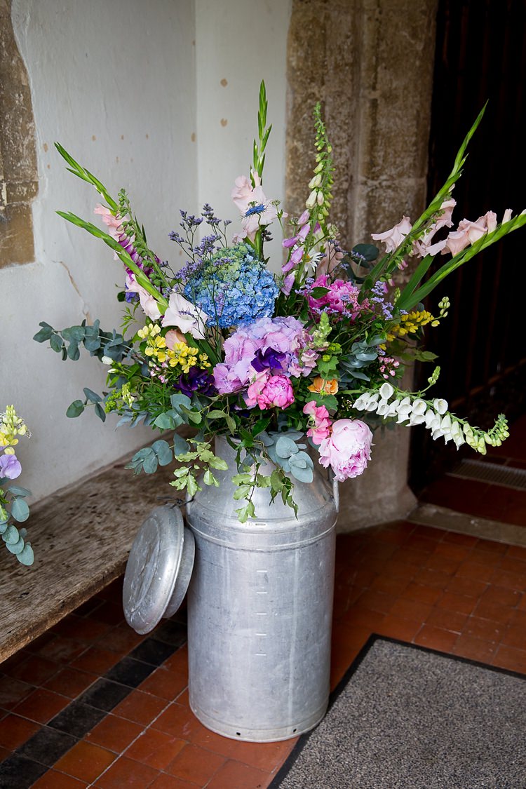 Church Flowers Urn Jug Pretty Relaxed Countryside Wedding http://katherineashdown.co.uk/