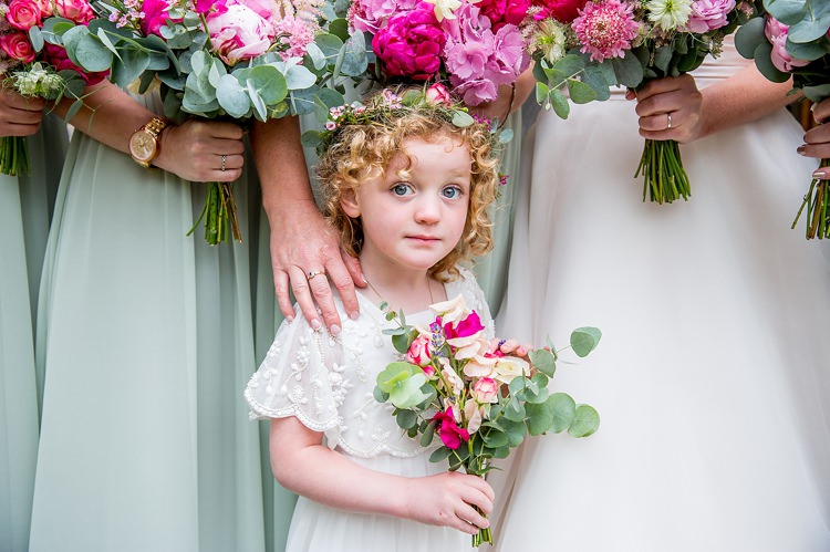 Flower Girl Pink Bouquet Crown Halo Pretty Relaxed Countryside Wedding http://katherineashdown.co.uk/