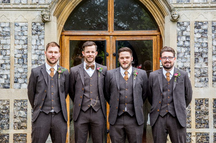 Grey Tweed Suit Bow Tie Groom Groomsmen Pretty Relaxed Countryside Wedding http://katherineashdown.co.uk/