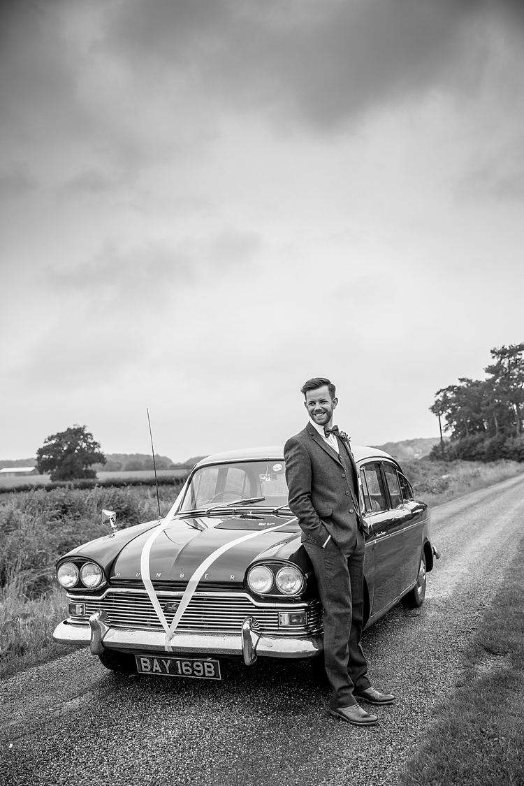 Classic Car Transport Groom Bow Tie Pretty Relaxed Countryside Wedding http://katherineashdown.co.uk/