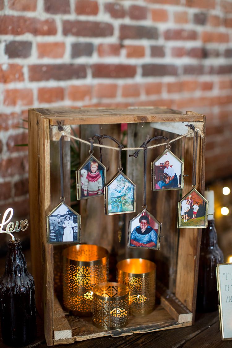 Family Photo Crate Decor Pretty Relaxed Countryside Wedding http://katherineashdown.co.uk/