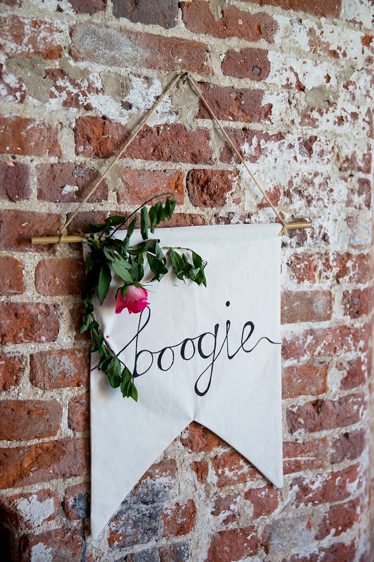 Boogie Sign Hanging Banner Flowers Decor Pretty Relaxed Countryside Wedding http://katherineashdown.co.uk/