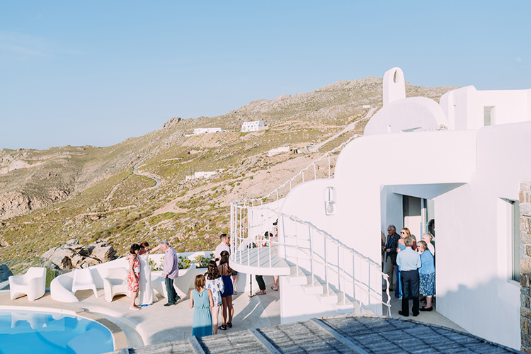 Wedding Guests Hillside Pool Breathtaking Intimate Mykonos Destination Wedding http://www.annapumerphotography.com/