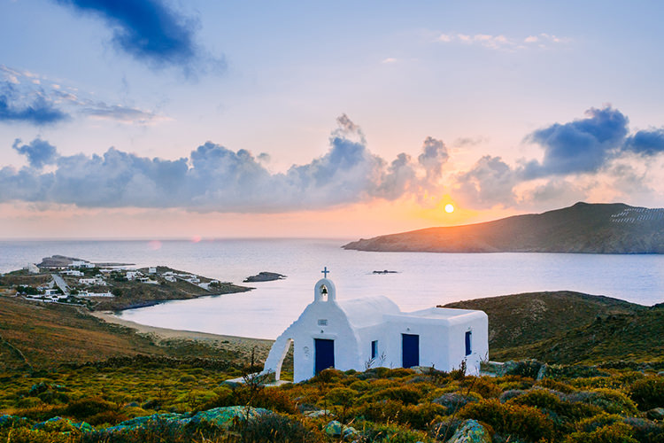 Sunset Island Church Ocean Breathtaking Intimate Mykonos Destination Wedding http://www.annapumerphotography.com/