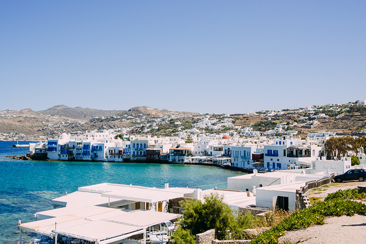 Blue Ocean White Buildings Breathtaking Intimate Mykonos Destination Wedding http://www.annapumerphotography.com/