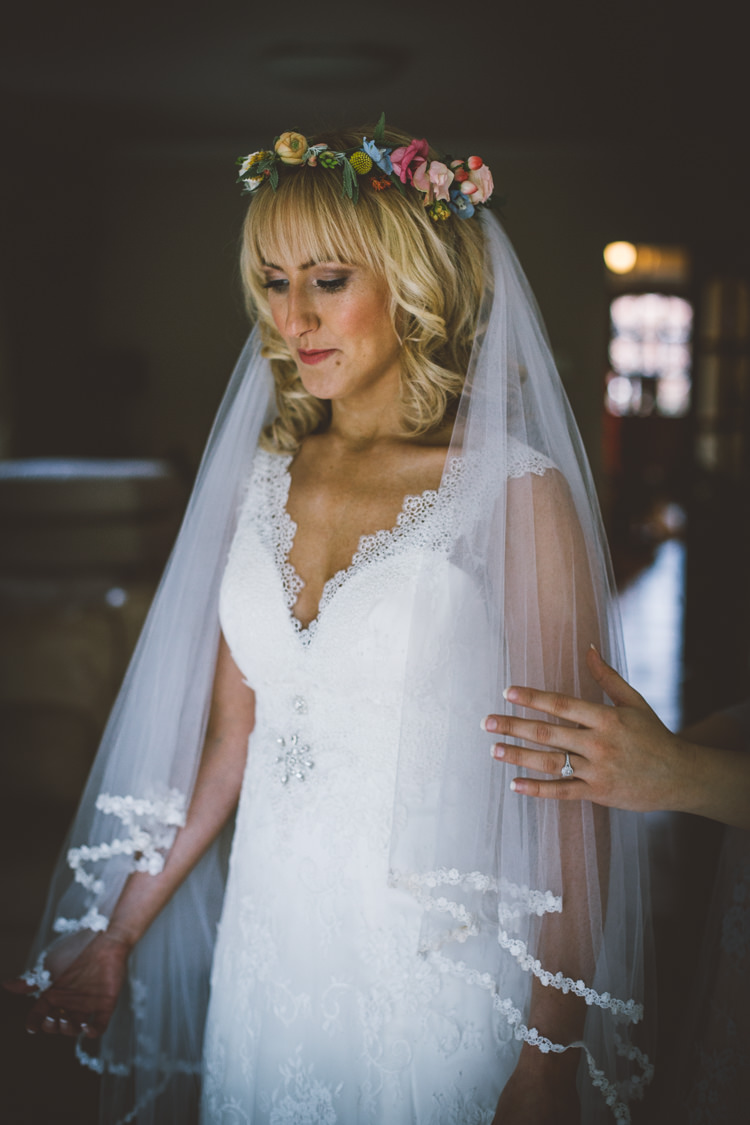 Bride Bridal Veil Lace Dress Gown Straps Colourful Quirky Country Museum Wedding http://www.onelovepictures.com/