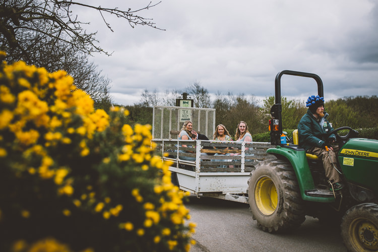 Tractor Trailer Colourful Quirky Country Museum Wedding http://www.onelovepictures.com/